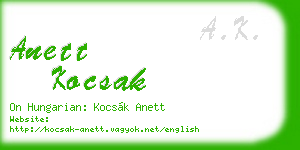anett kocsak business card