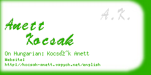 anett kocsak business card